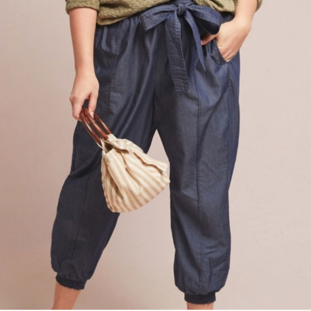 Anthropologie Globetrotters Dark Chambray Joggers